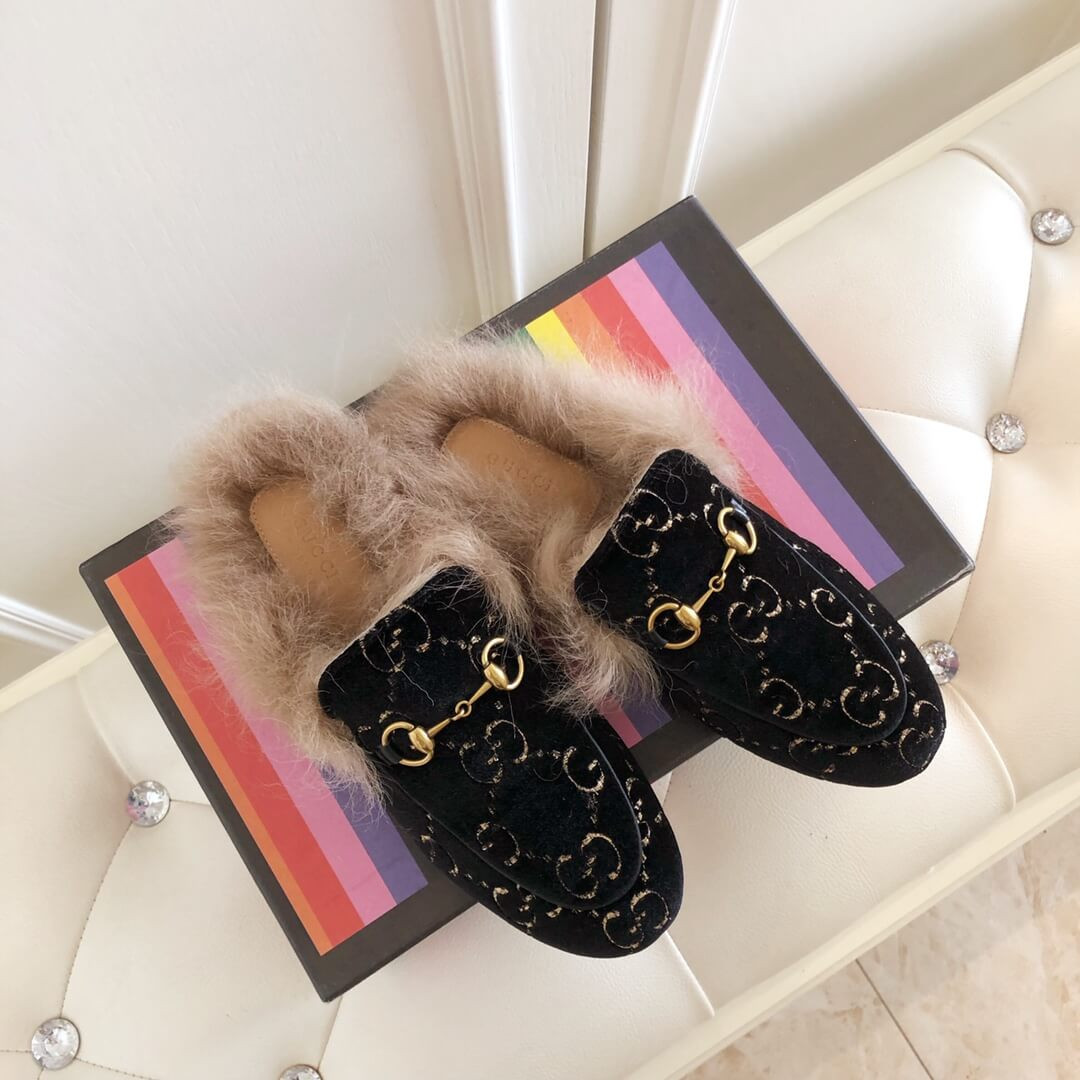 Gucci Princetown GG Velvet Slipper 448657