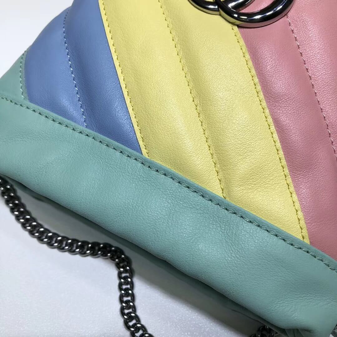 Gucci GG Marmont Mini Bucket Bag In Pastel And Rainbow 575163