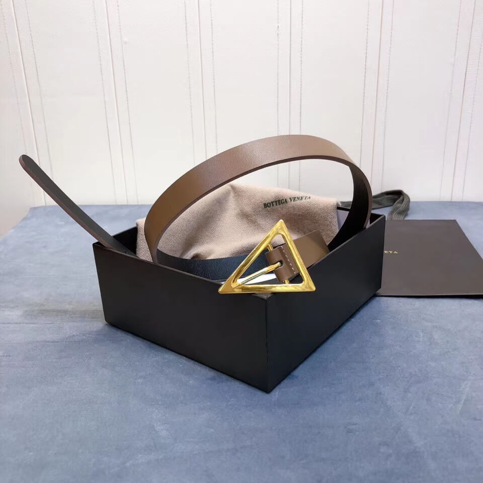 Bottega Veneta Triangle-Buckle 20mm Leather Belt 609275