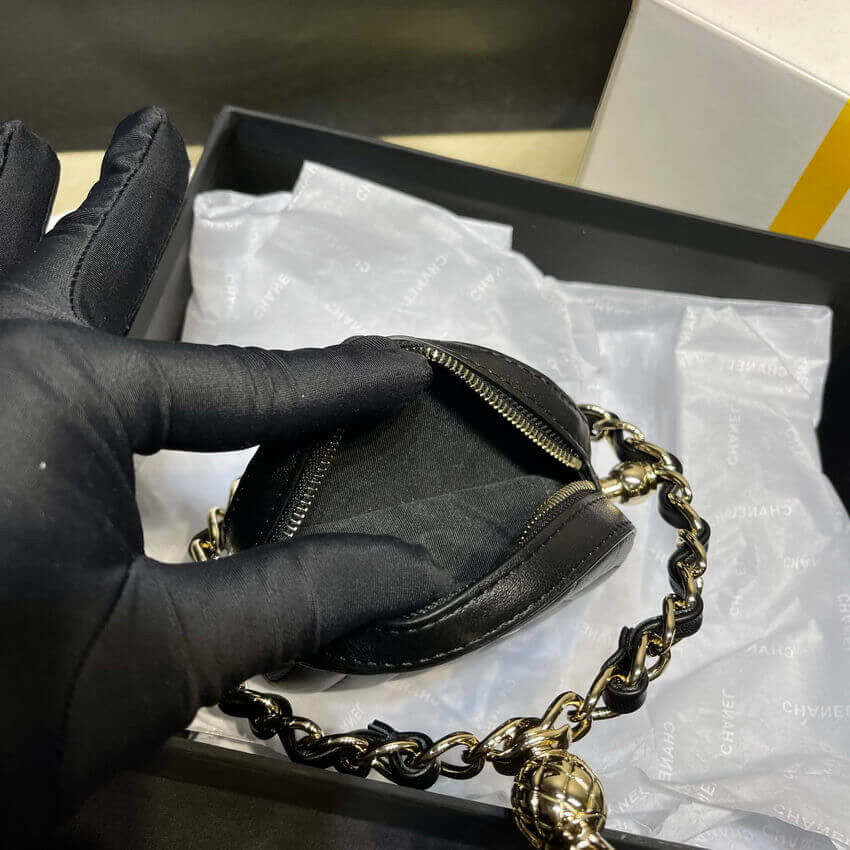 Chanel Lambskin Leather Pouch With Chain AP2568