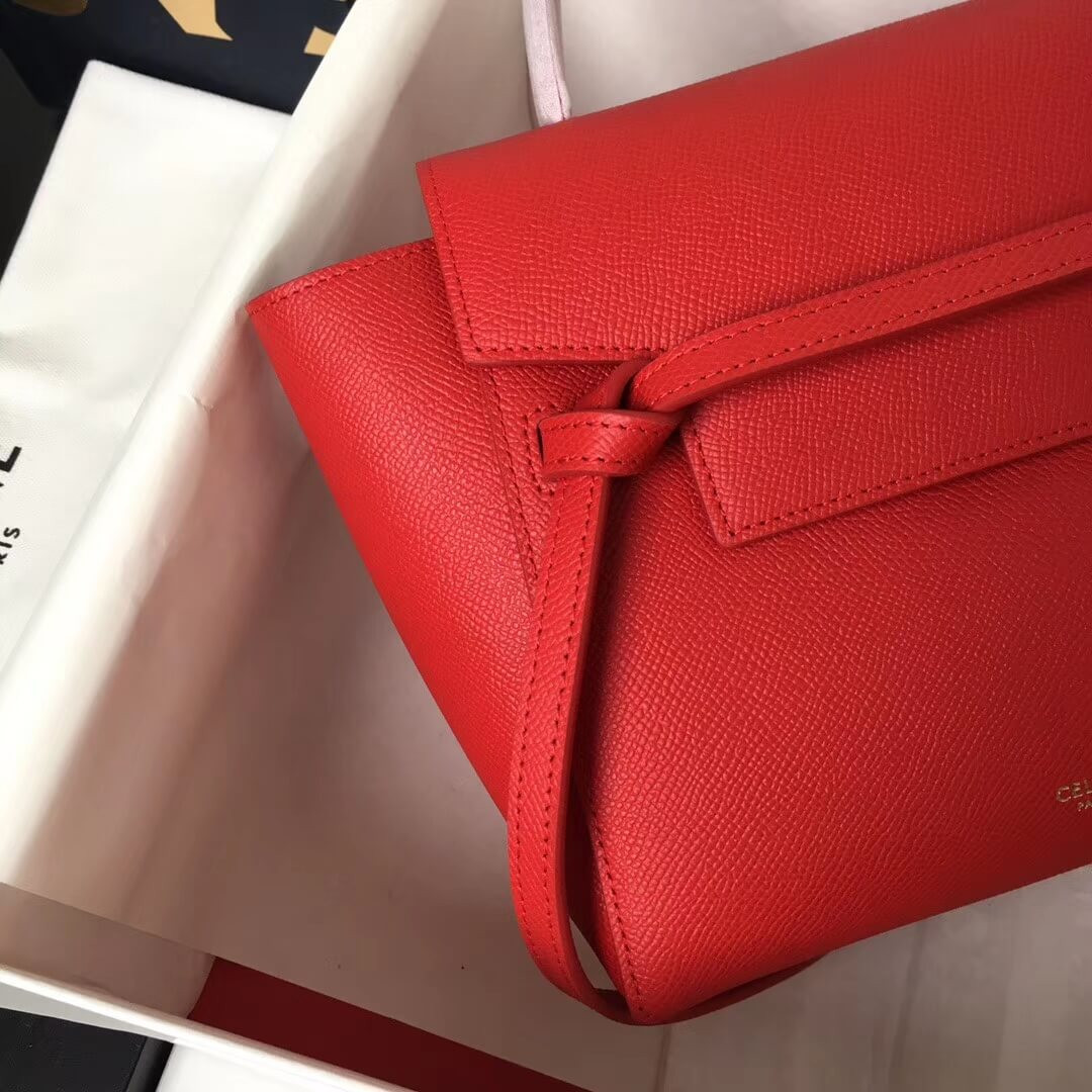 Celine Micro Belt Bag In Grained Calfskin 189153 Red