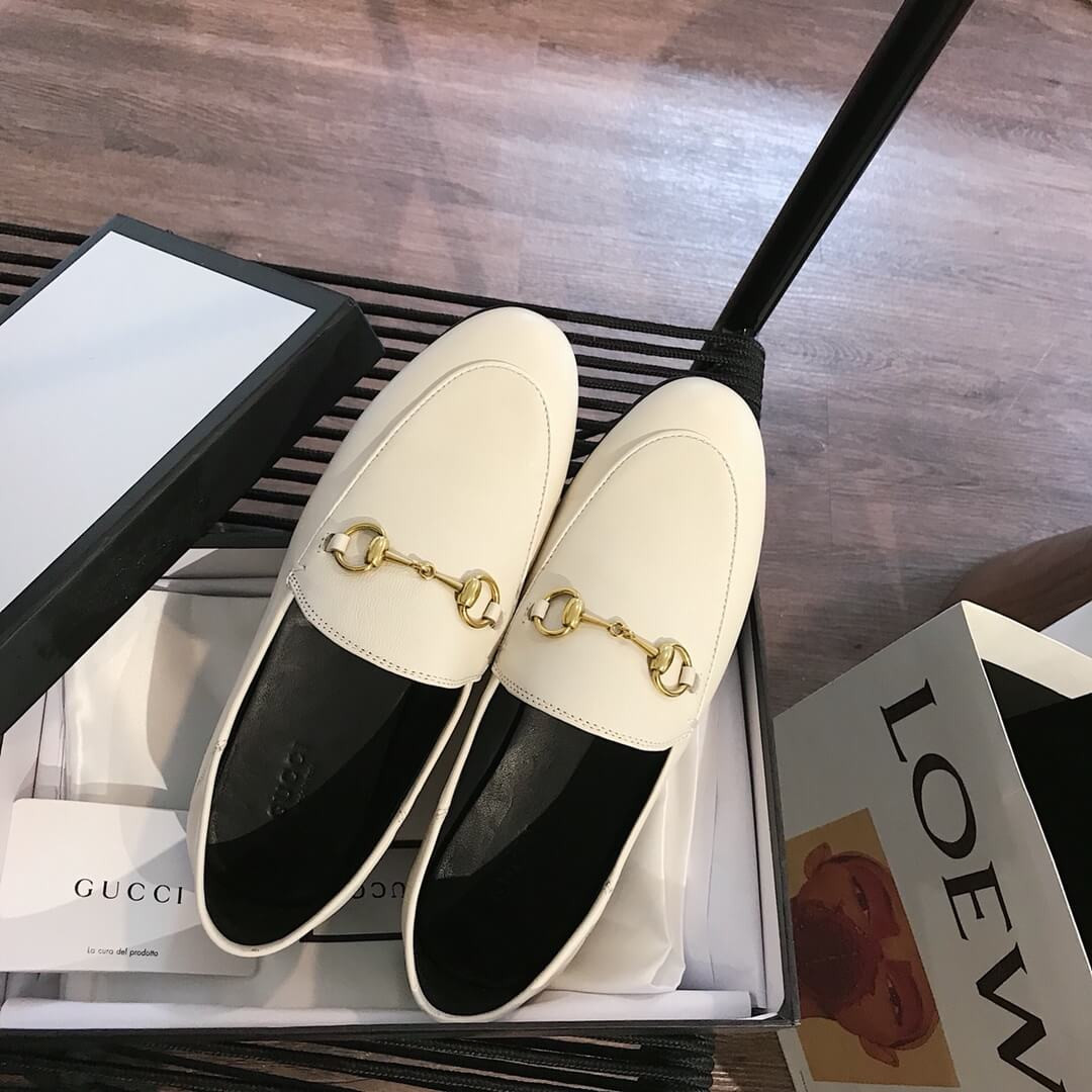 Gucci Leather Horsebit Loafer 414998 White