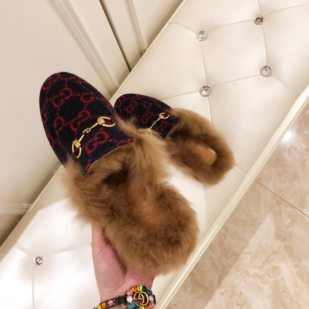 Gucci Princetown GG Velvet Slipper 448657 Black/Red