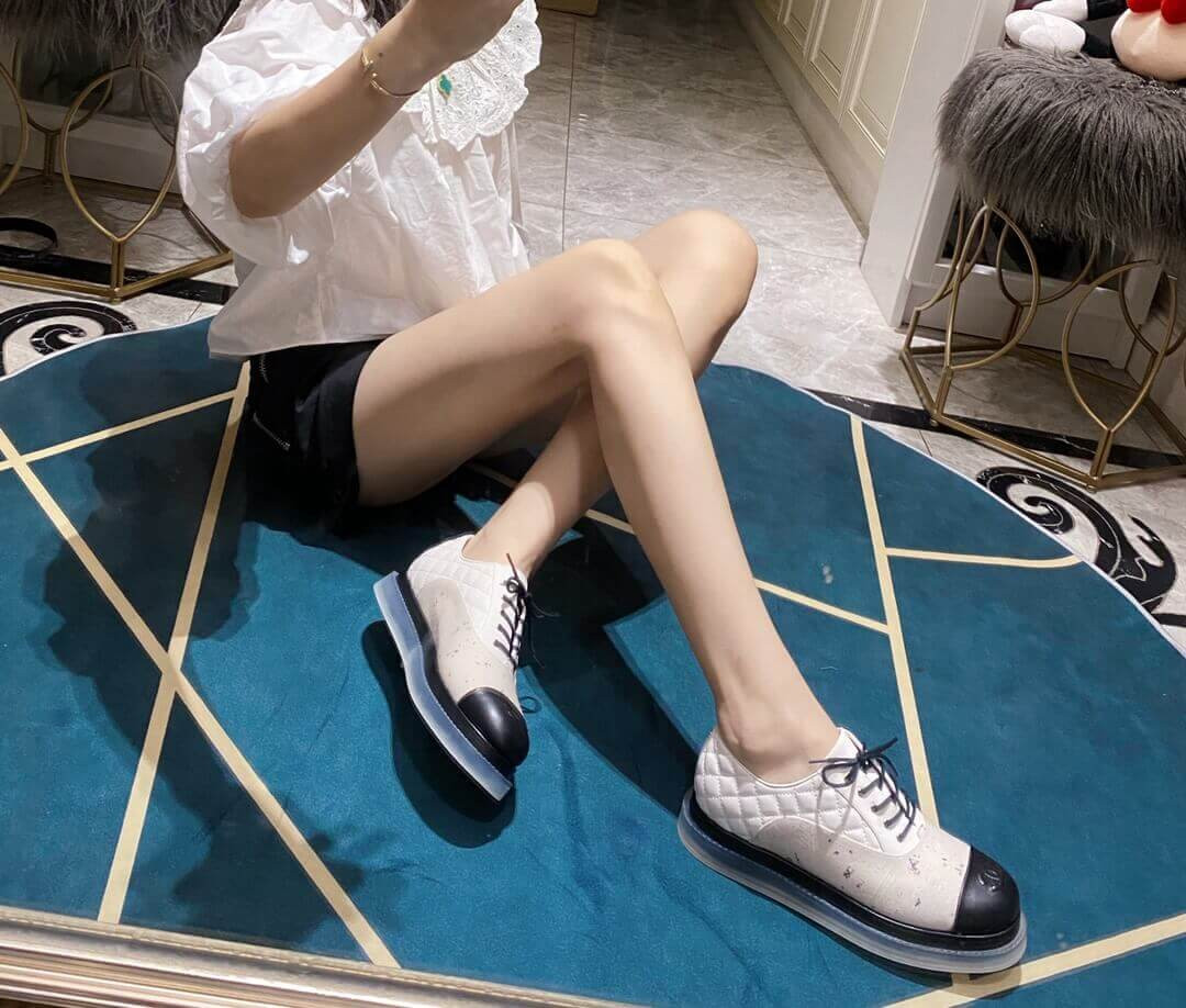 Chanel Calfskin Lace-Ups G37238 White