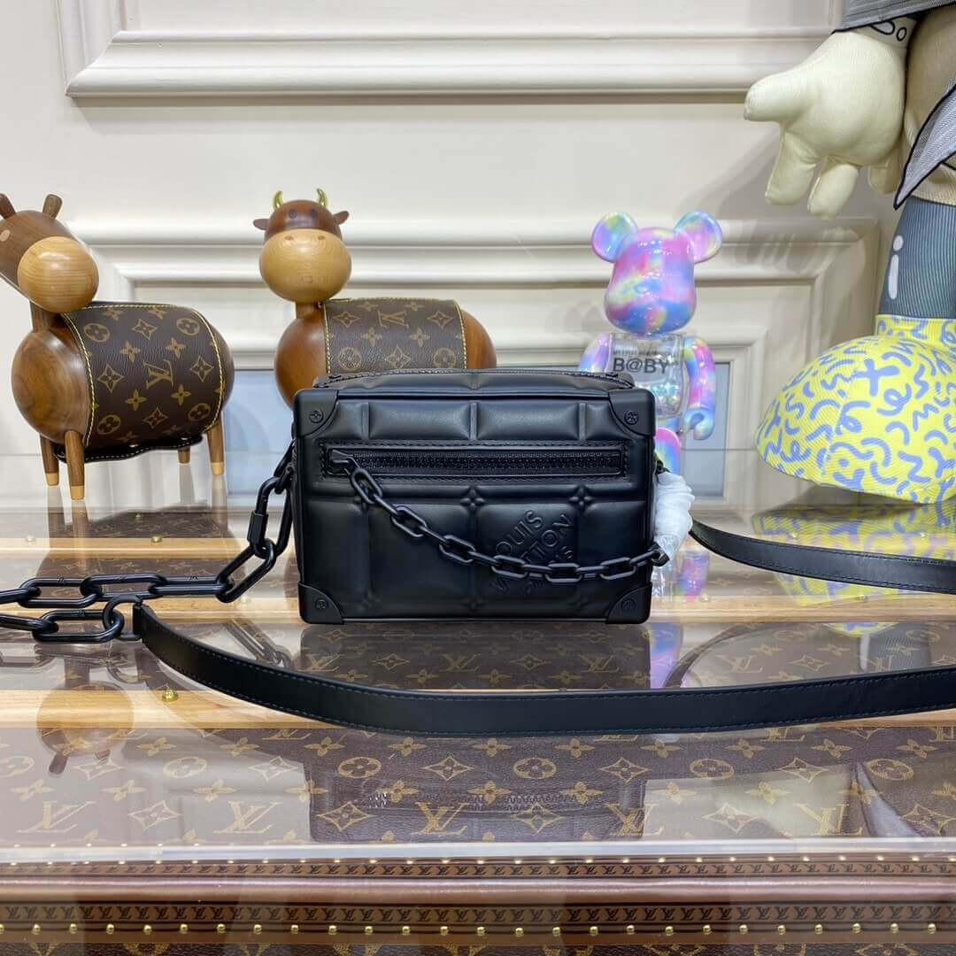 Louis Vuitton Puffy Leather Mini Soft Trunk M81611 Black