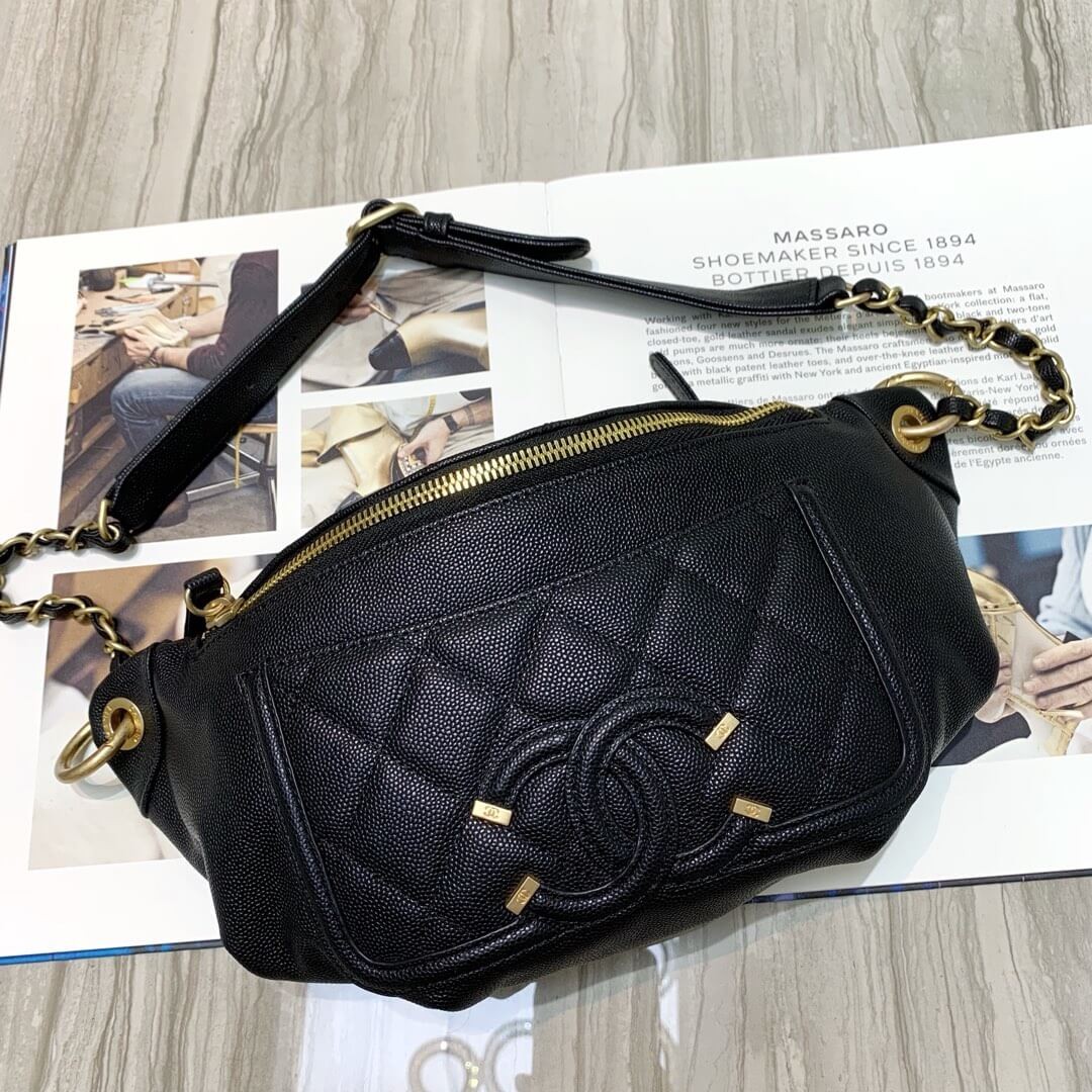 Chanel Quilted Caviar Clafskin Waist Bag S0929