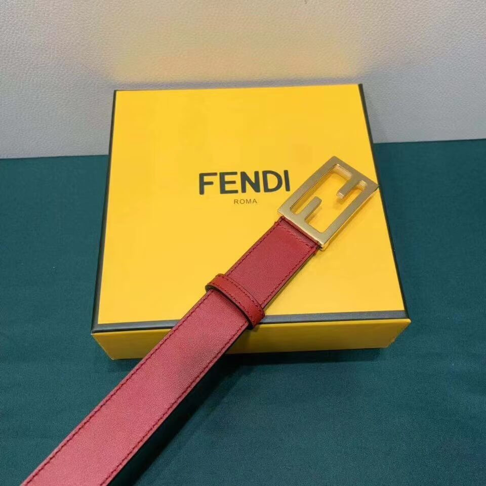 Fendi Baguette 30mm FF Buckle Belt 8C05311 Red