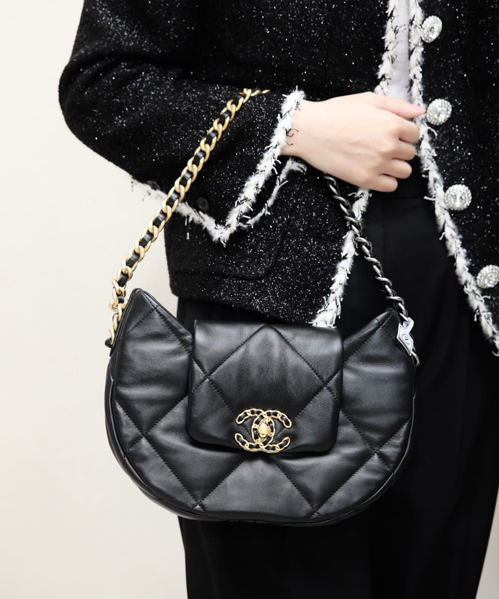 Chanel 19 Hobo Bag Black Quilted Lambskin AS4638