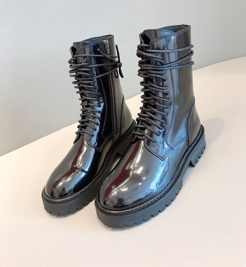 Ann Demeulemeester Patent Lace-Up Ankle Boots A144