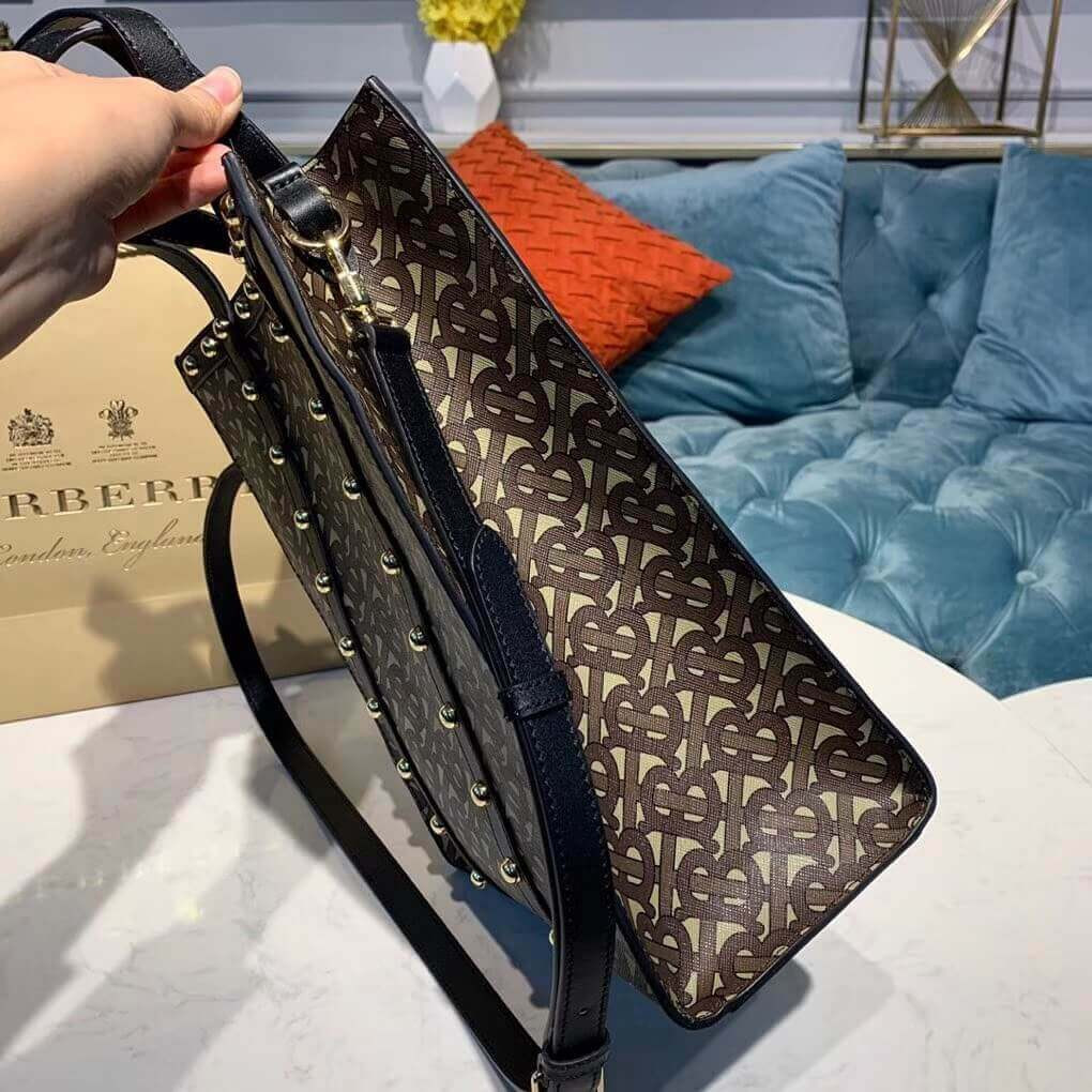 Burberry Small Monogram Print E-canvas Portrait Tote Bag 80250681