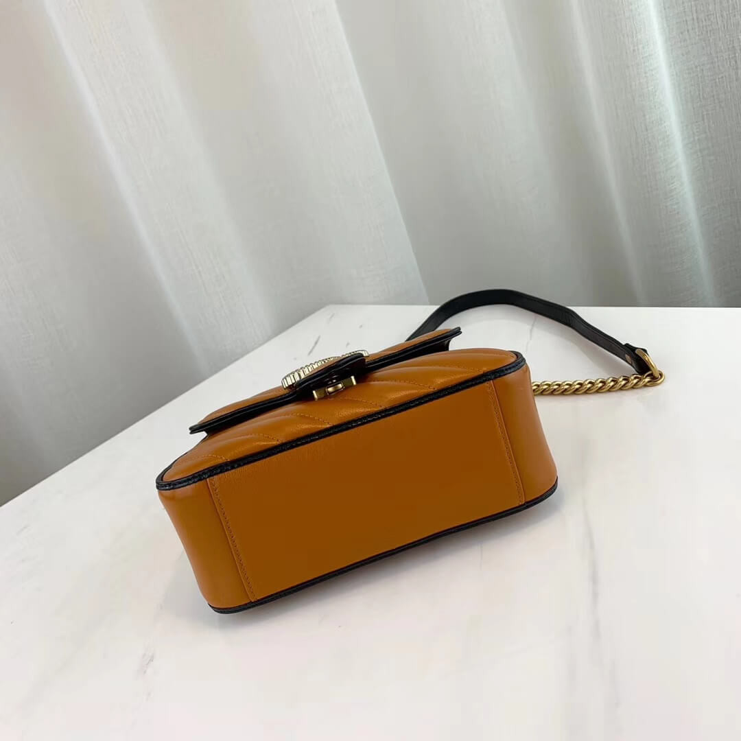 Gucci GG Marmont Mini Top Handle Bag 583571 Cognac