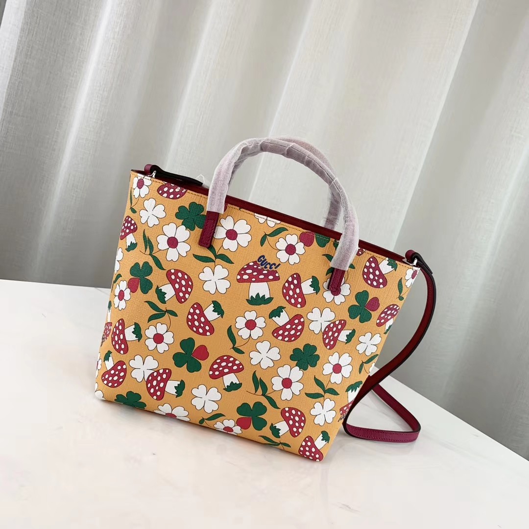Gucci Childrens Flower Mushroom-Print Tote 410812