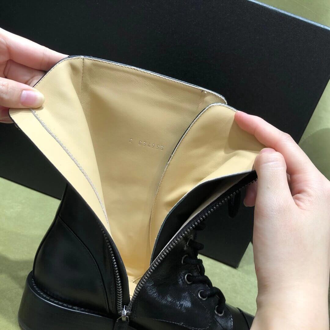 Chanel Black Lace-up Boots