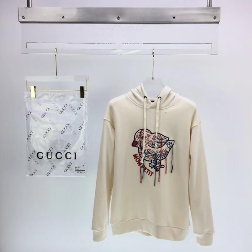 Gucci Mohair Crop Hoodie With Chick 636007