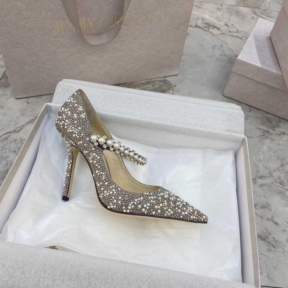 Jimmy Choo Baily 10cm Ballet Pink Suede Mary Jane Pearl Pumps 81115