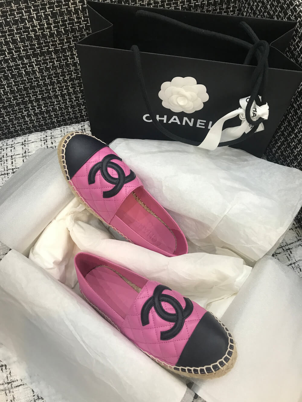 Chanel CC Quilted Espadrilles G29762 Pink/Black