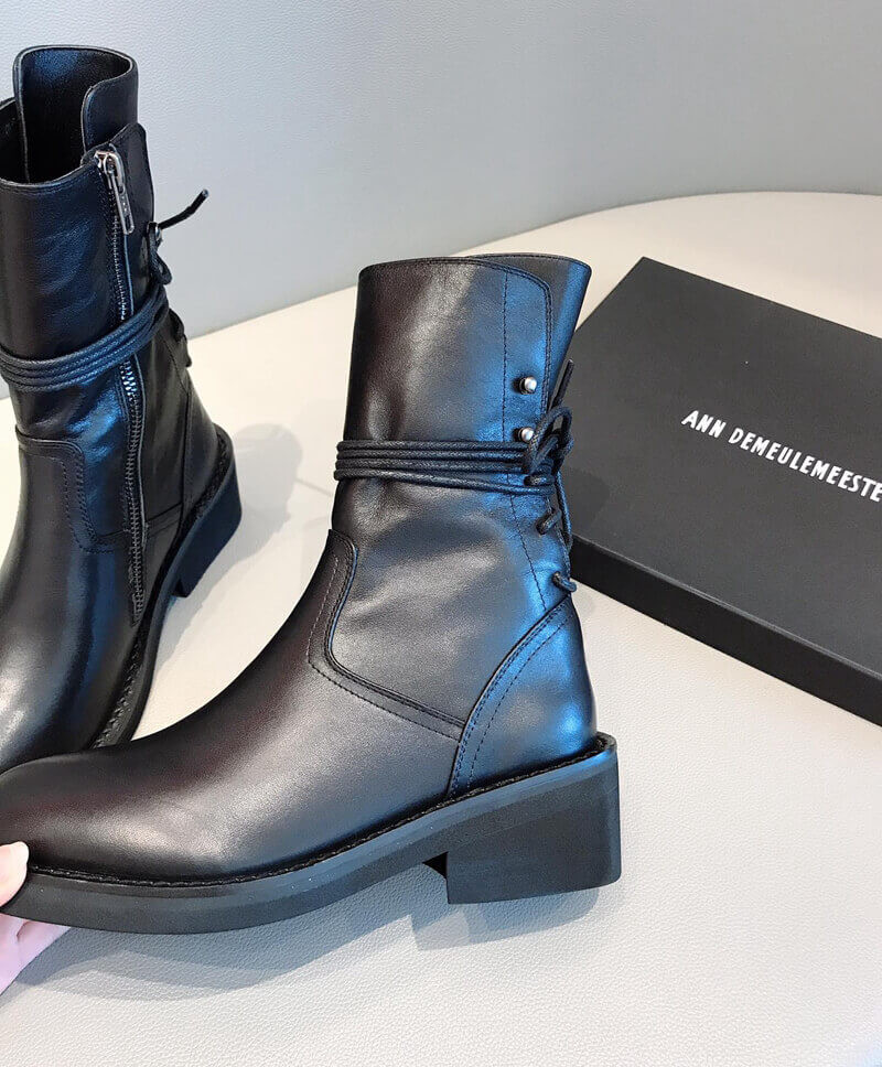 Ann Demeulemeester Calfskin Lace-Up Ankle Boots A146
