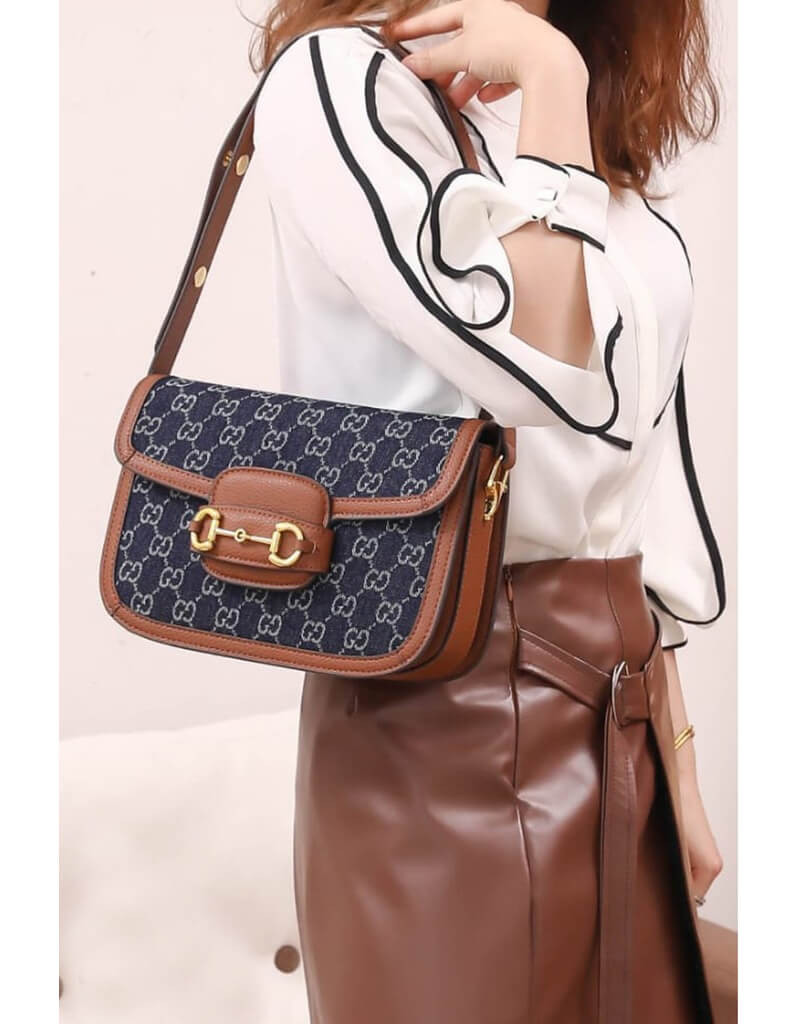 Gucci Horsebit 1955 Small Bag 602204 in Blue Denim