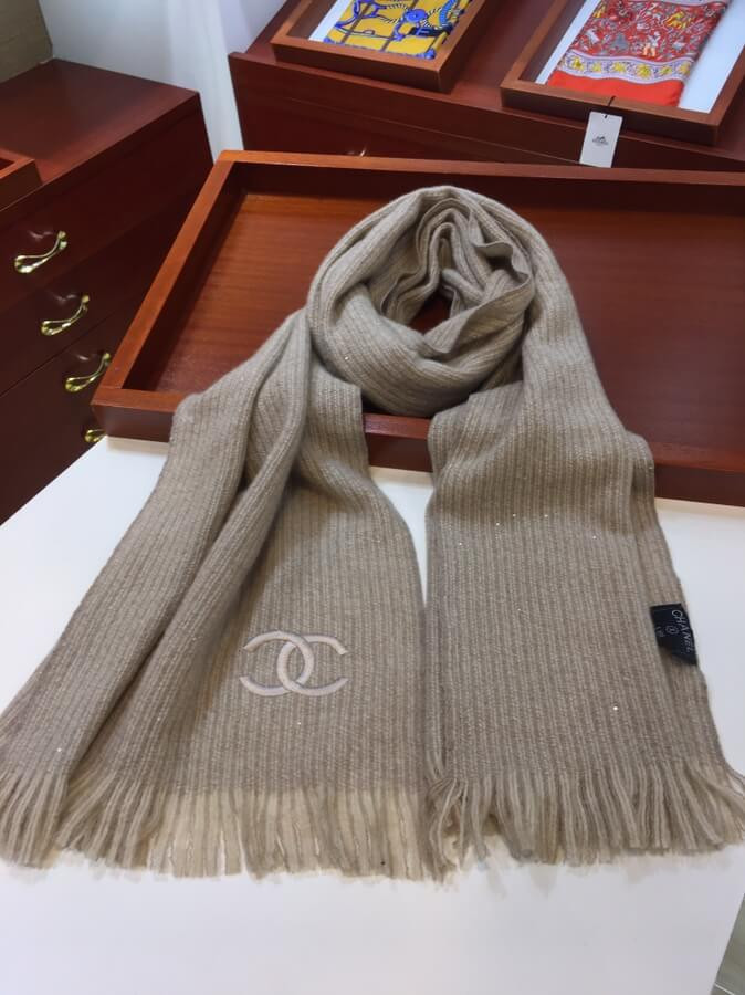 Chanel Cashmere Wool Sequins CC Stole 2512