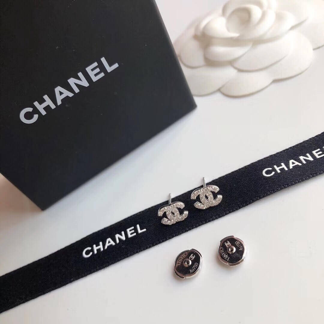 Chanel Crystal CC First Class Stud Earrings 447884