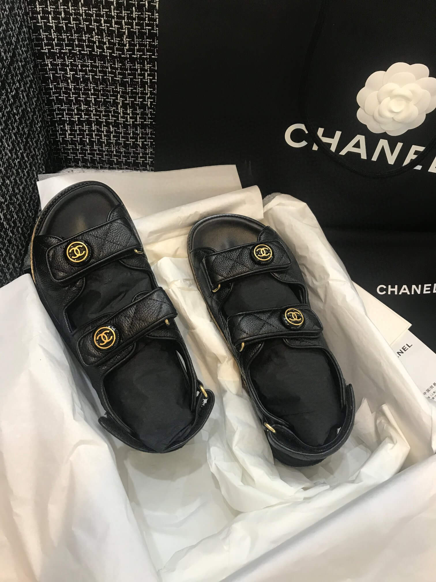 Chanel CC Quilted Velcro Sandals G31848