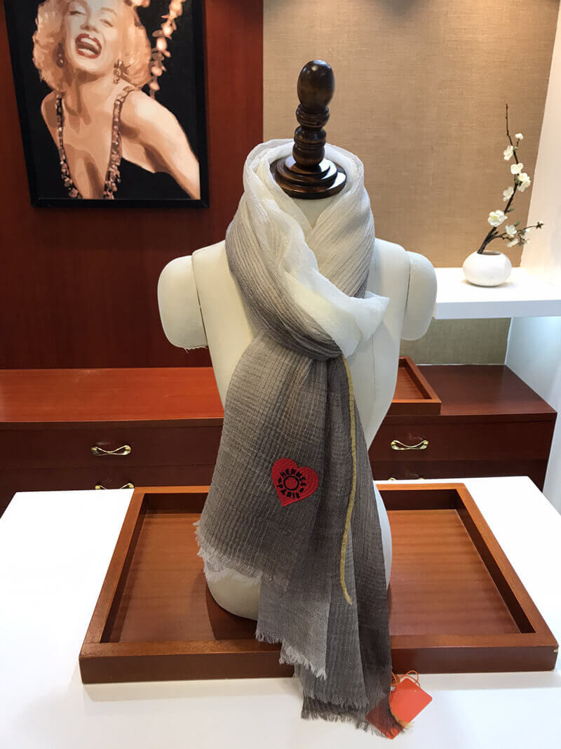 Hermes Silk Scarf with Heart Logo H2202