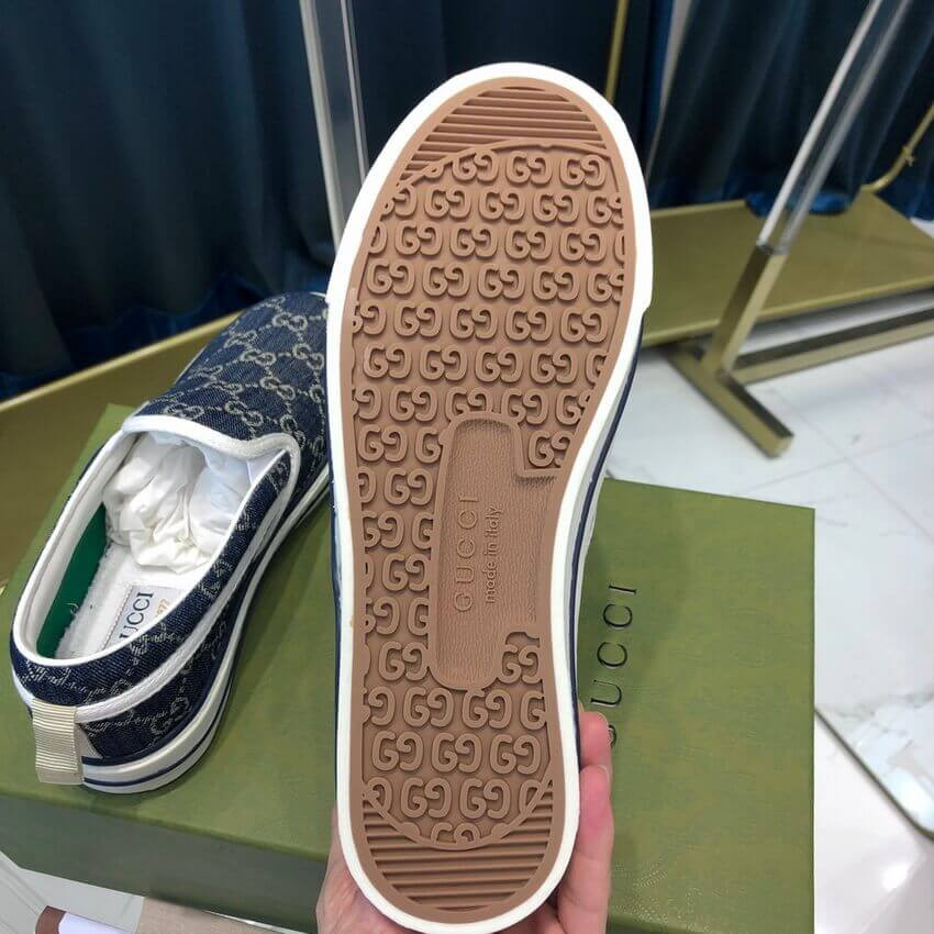 Gucci Tennis 1977 Blue Denim Slip-On Sneaker 643489