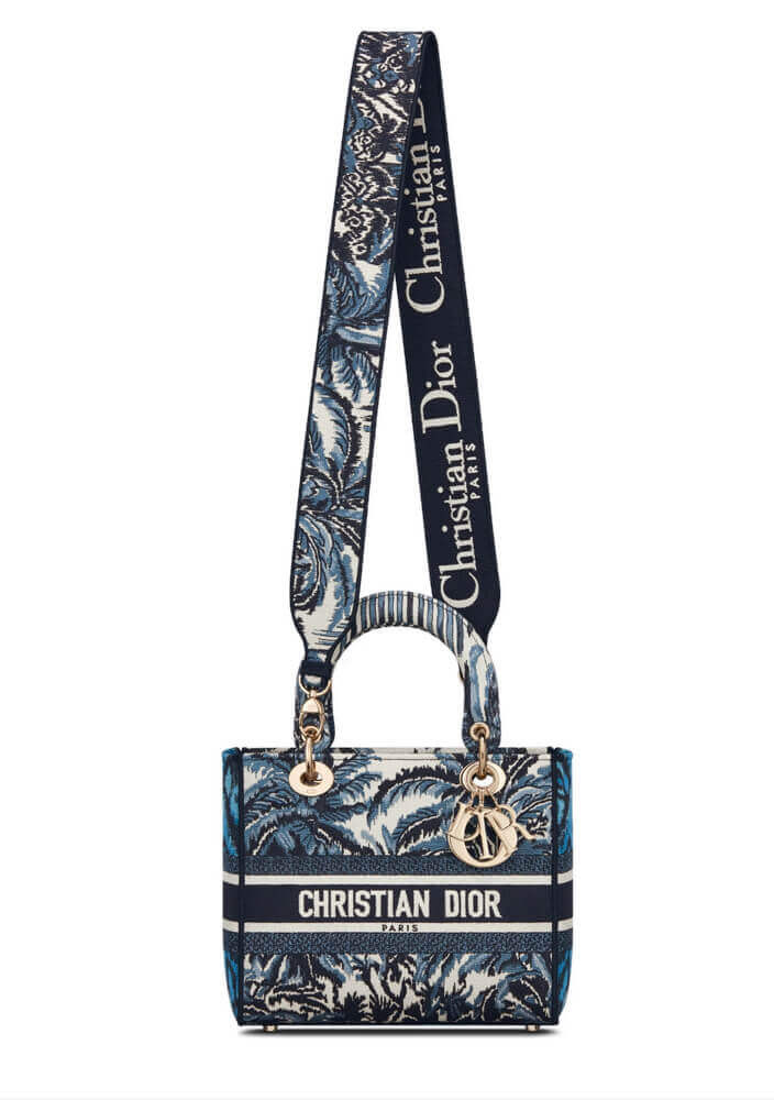 Dior Medium Blue Alms Embroidery Lady D-Lite Bag M0565