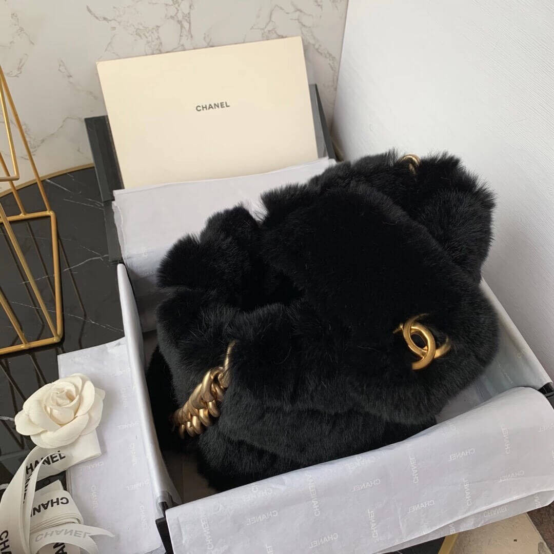 Chanel Shearling Lambskin Bucket Bag AS2241