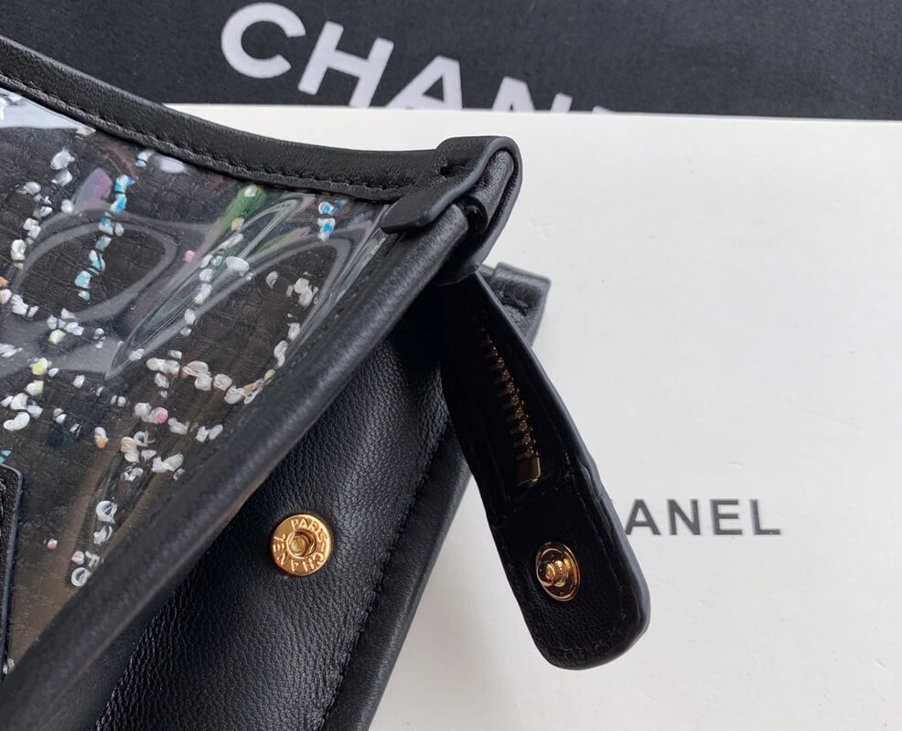 Chanel Large Tweed PVC Logo Pouches AP0360