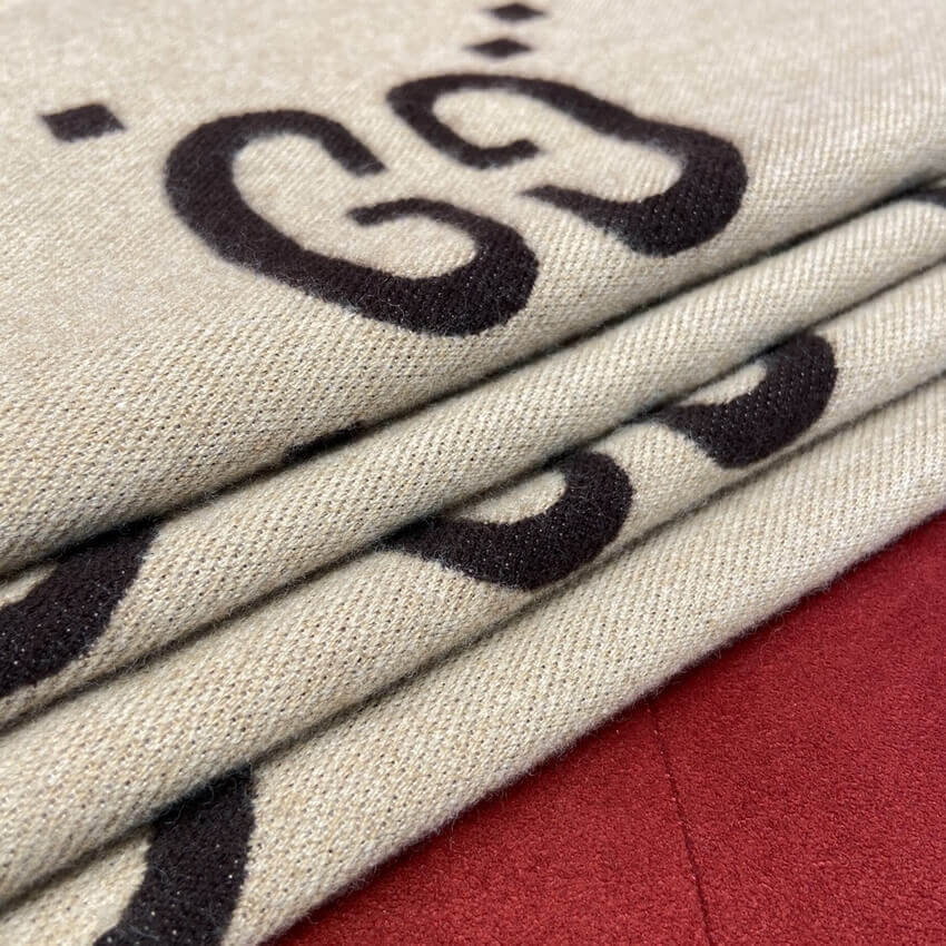 Gucci GG Jacquard Wool Silk Scarf 495592a