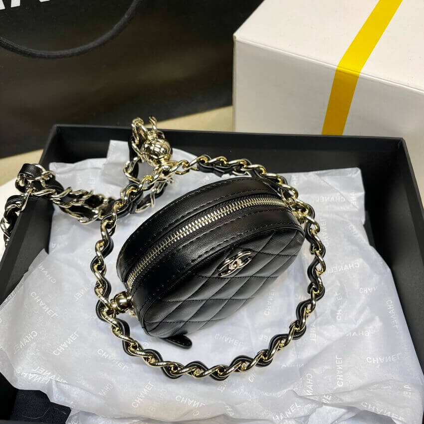 Chanel Lambskin Leather Pouch With Chain AP2568