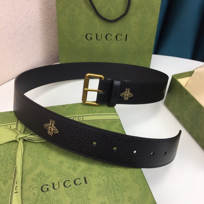 Gucci Calfskin Bees And Stars Print Belt 40mm 576179