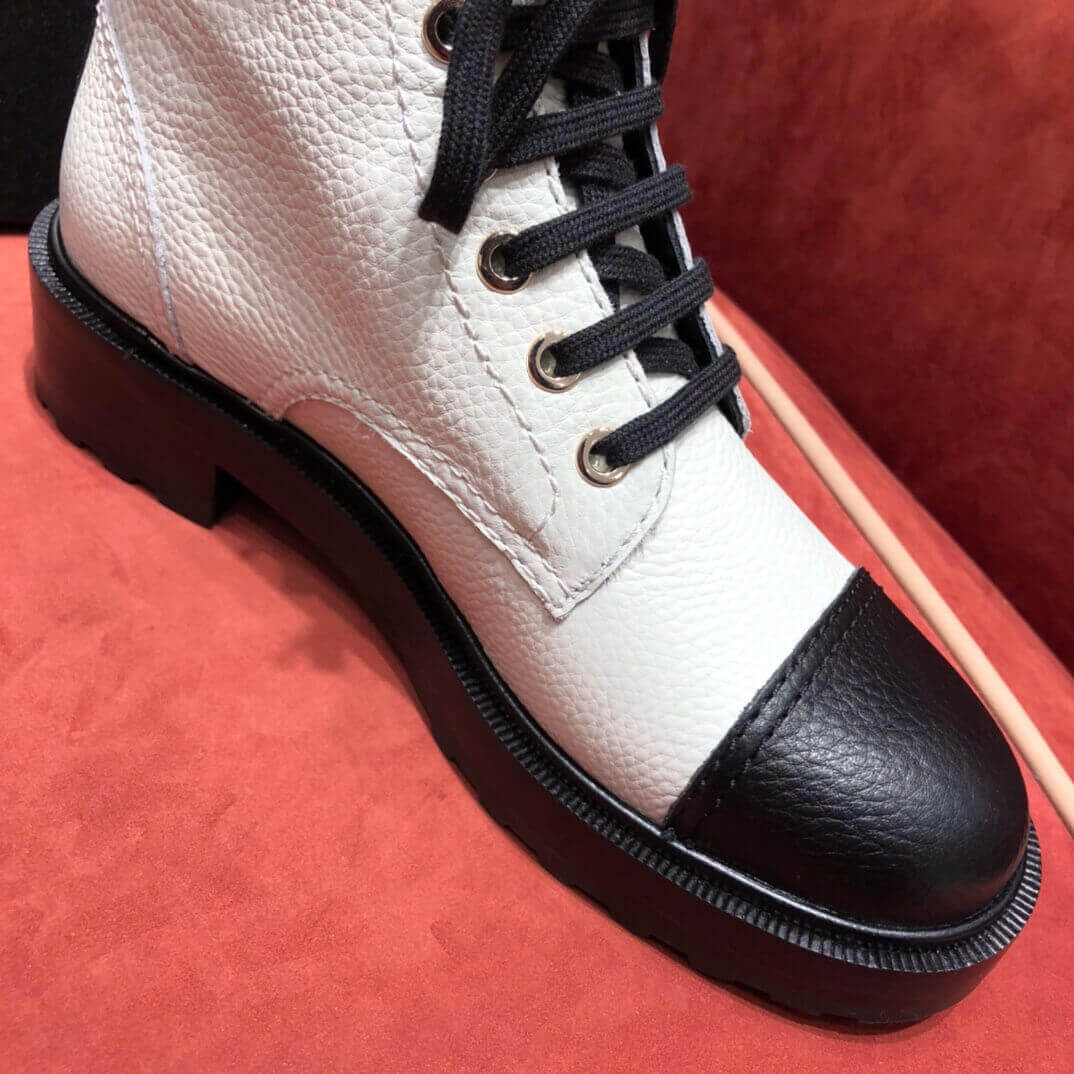 Chanel Pearl Embellished Ankle Boots G36209 Black/White