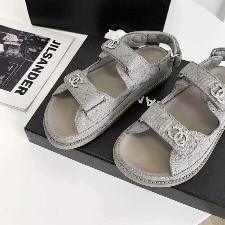 Chanel Crystal CC Velcro Sandals 261154