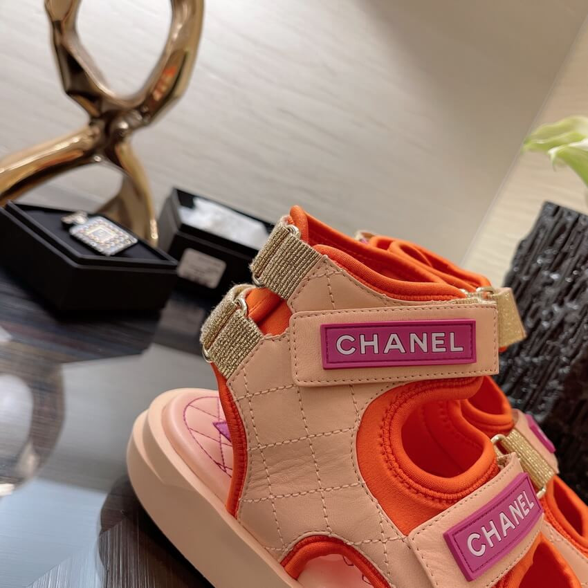 Chanel Goatskin with Fabric Sandals G37231