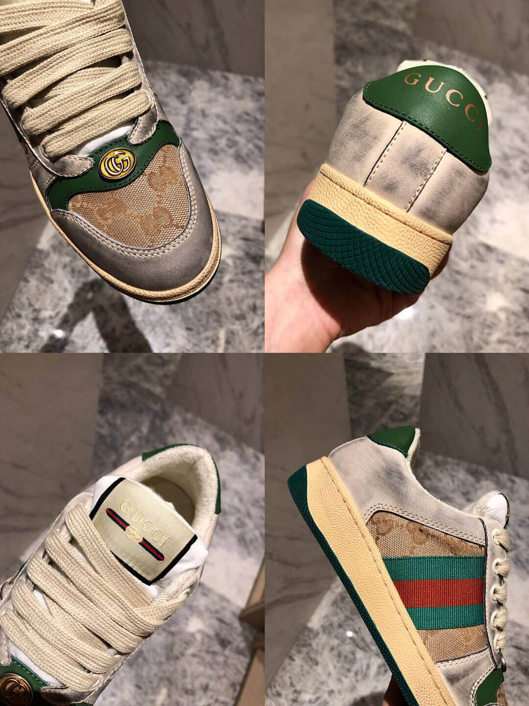 Gucci Screener Dirt Leather Sneaker 570443 Green