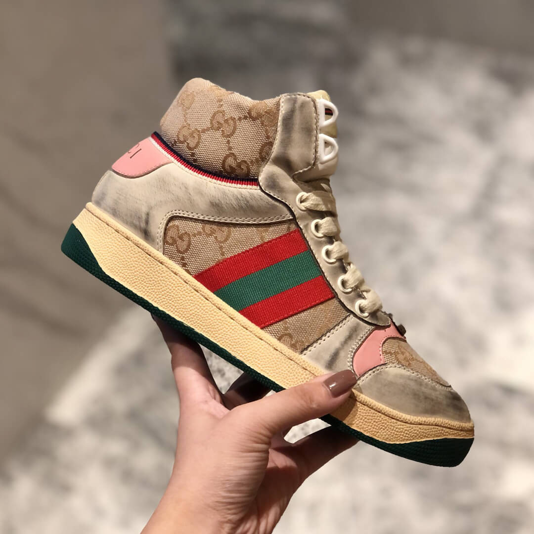 Gucci Screener GG High-Top Sneaker 563730 Light Pink