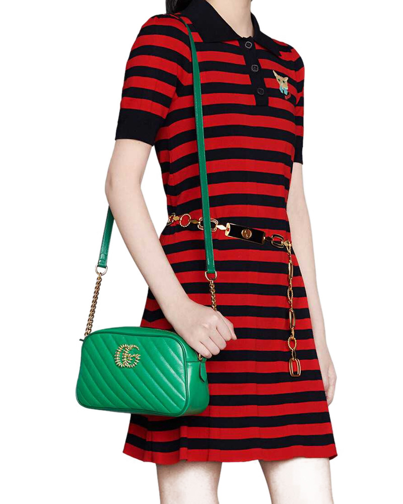 Gucci GG Marmont Small Shoulder Bag 447632 Green and Emerald Leather