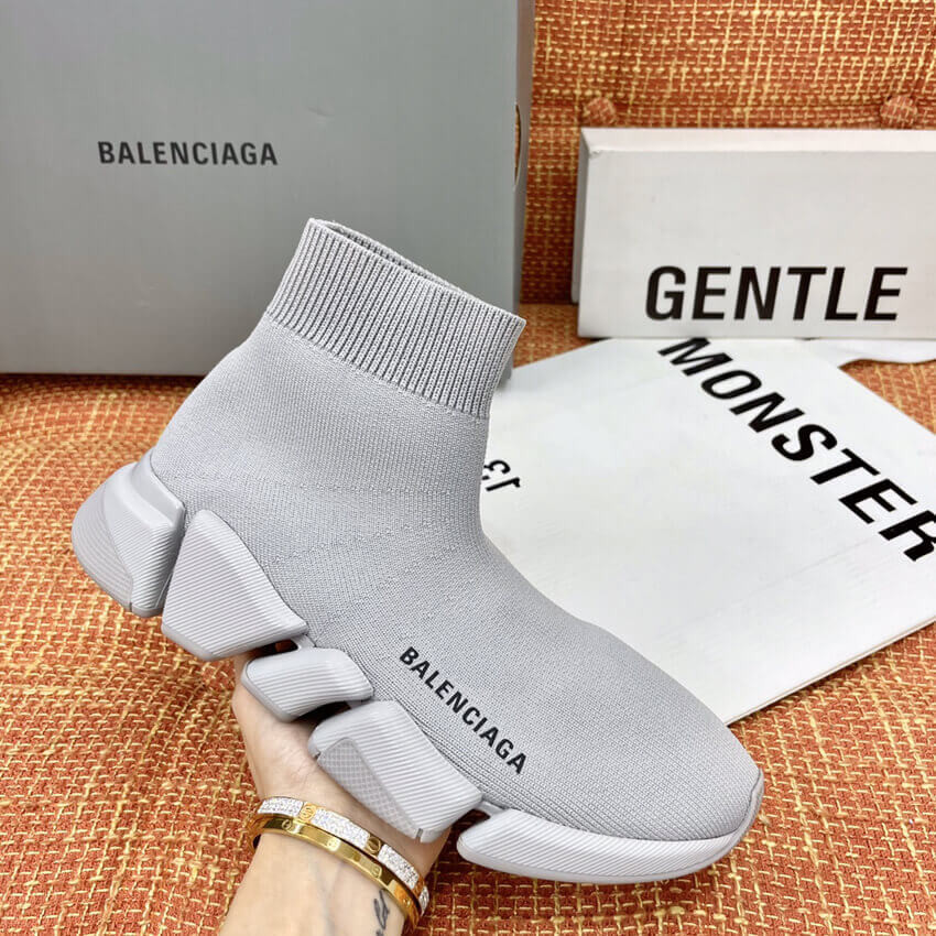 Balenciaga Speed 2.0 Knit Sock Sneakers 617239 Grey