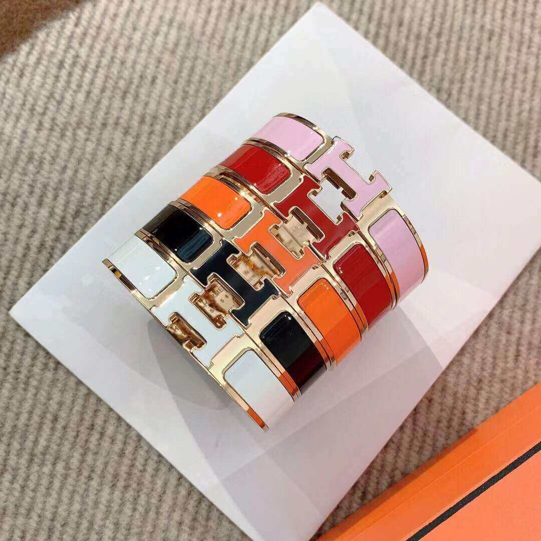 Hermes Narrow Clic Clac H Enamel Bracelet