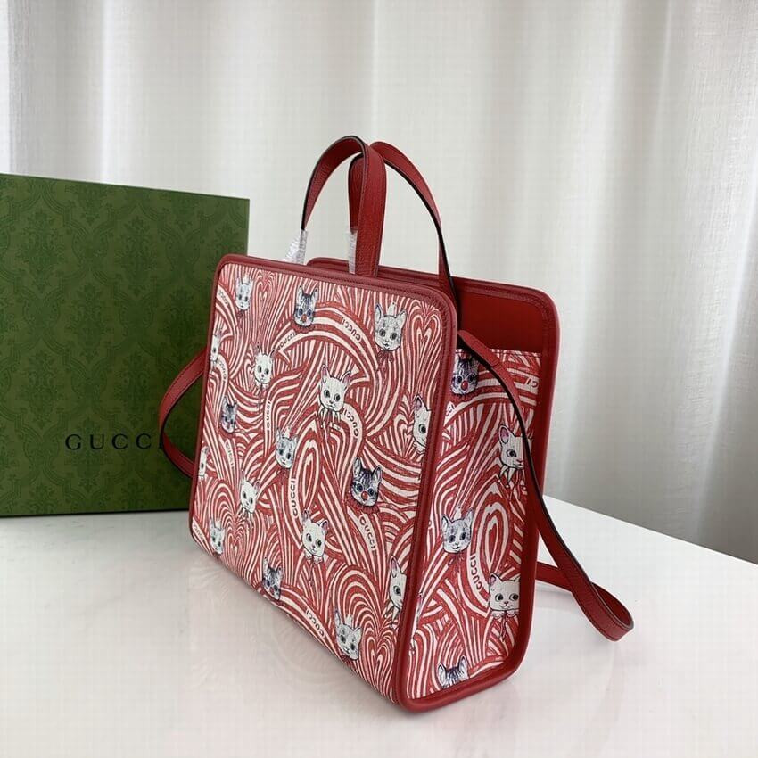 Gucci Yuko Higuchi Tote Bag Cat Print 605614