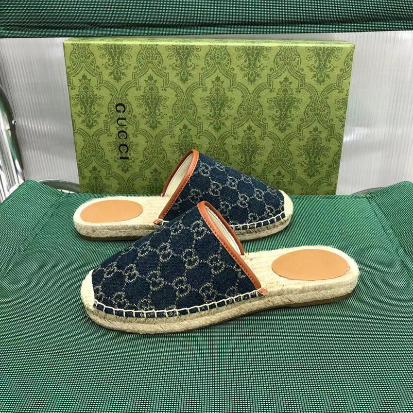 Gucci Jacquard GG Denim Slipper