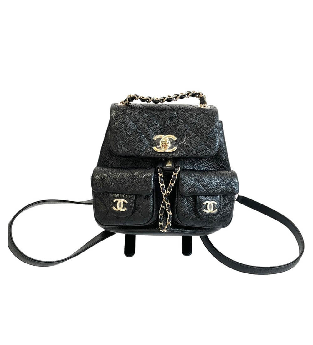 Chanel Mini Duma Backpack Caviar Calfskin Black AS3787