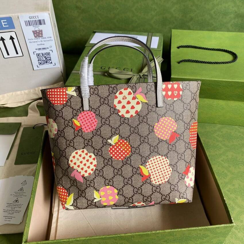 Gucci Childrens GG Heart Apple Pattern Tote 410812