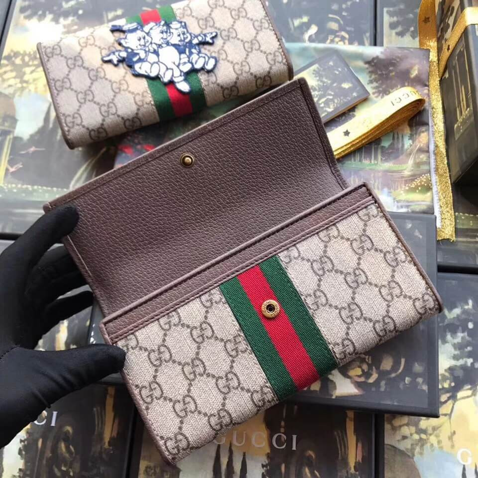 Gucci GG Continental Wallet with Three Little Pigs 557803