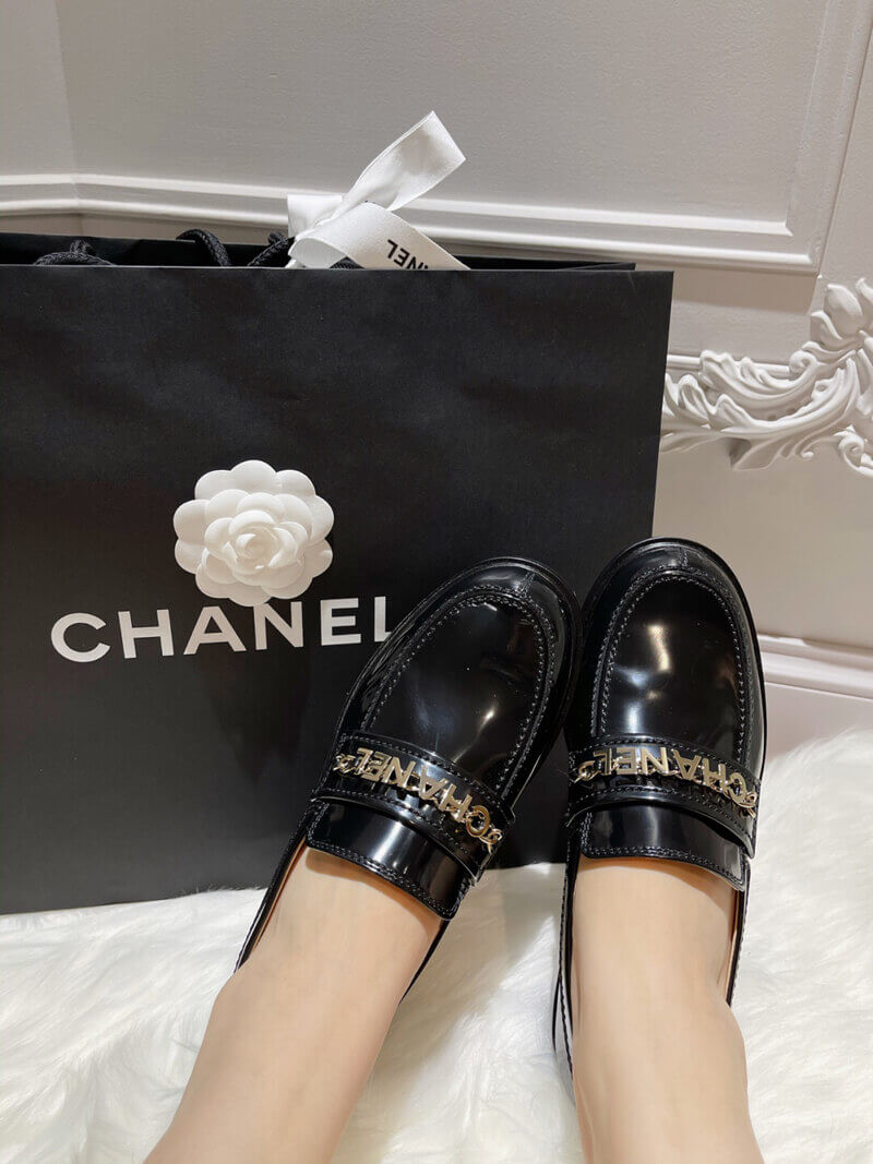 Chanel Patent Calfskin Loafers Black