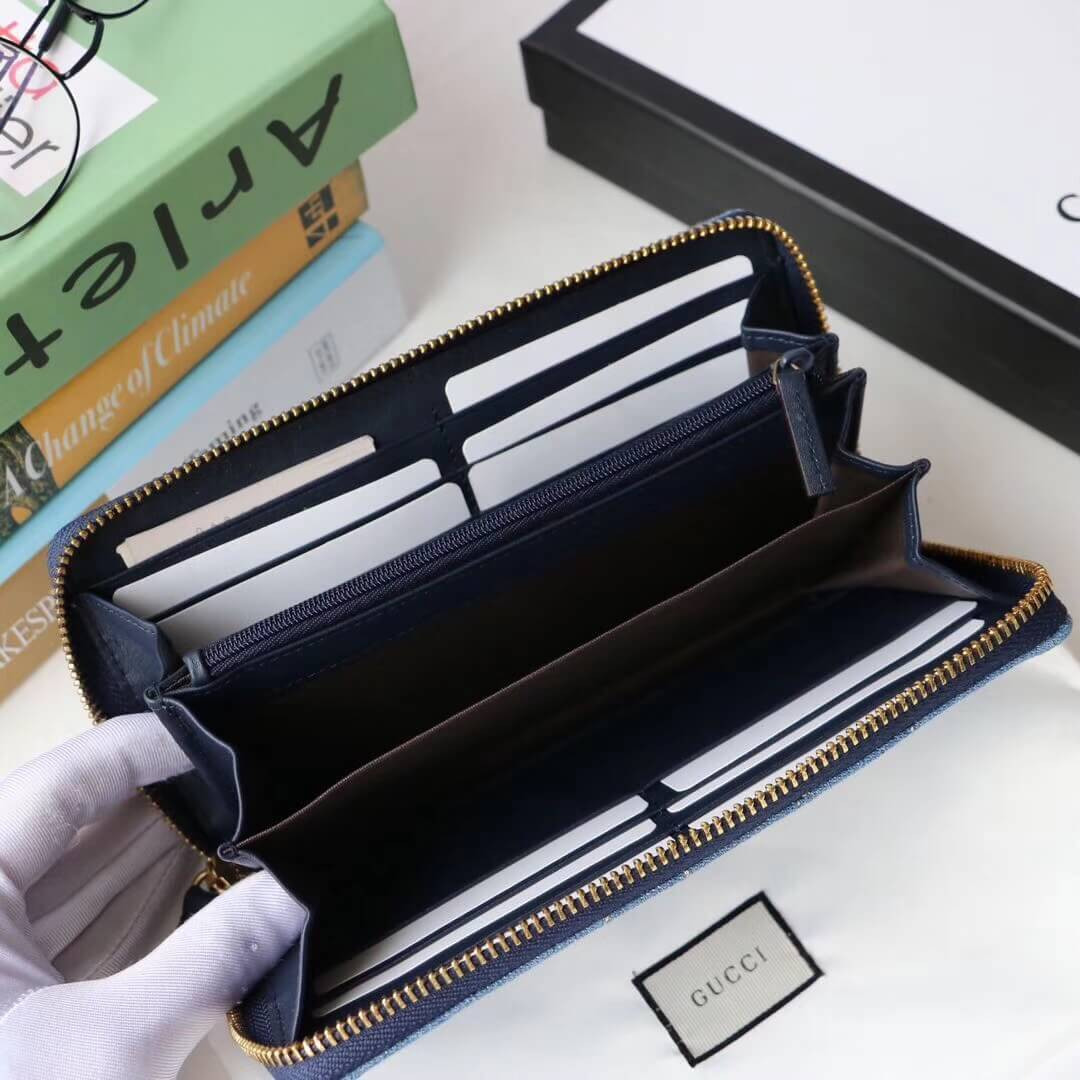 Gucci Denim Zip Around Wallet 443123