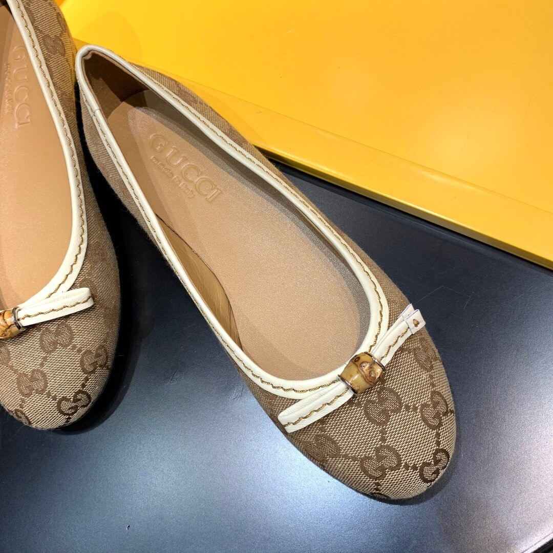 Gucci Canvas Ballerinas 423167 Apricot