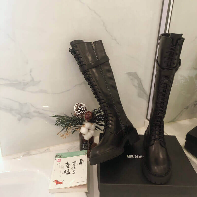 Ann Demeulemeester Calfskin Tall Lace-Up Boots A141